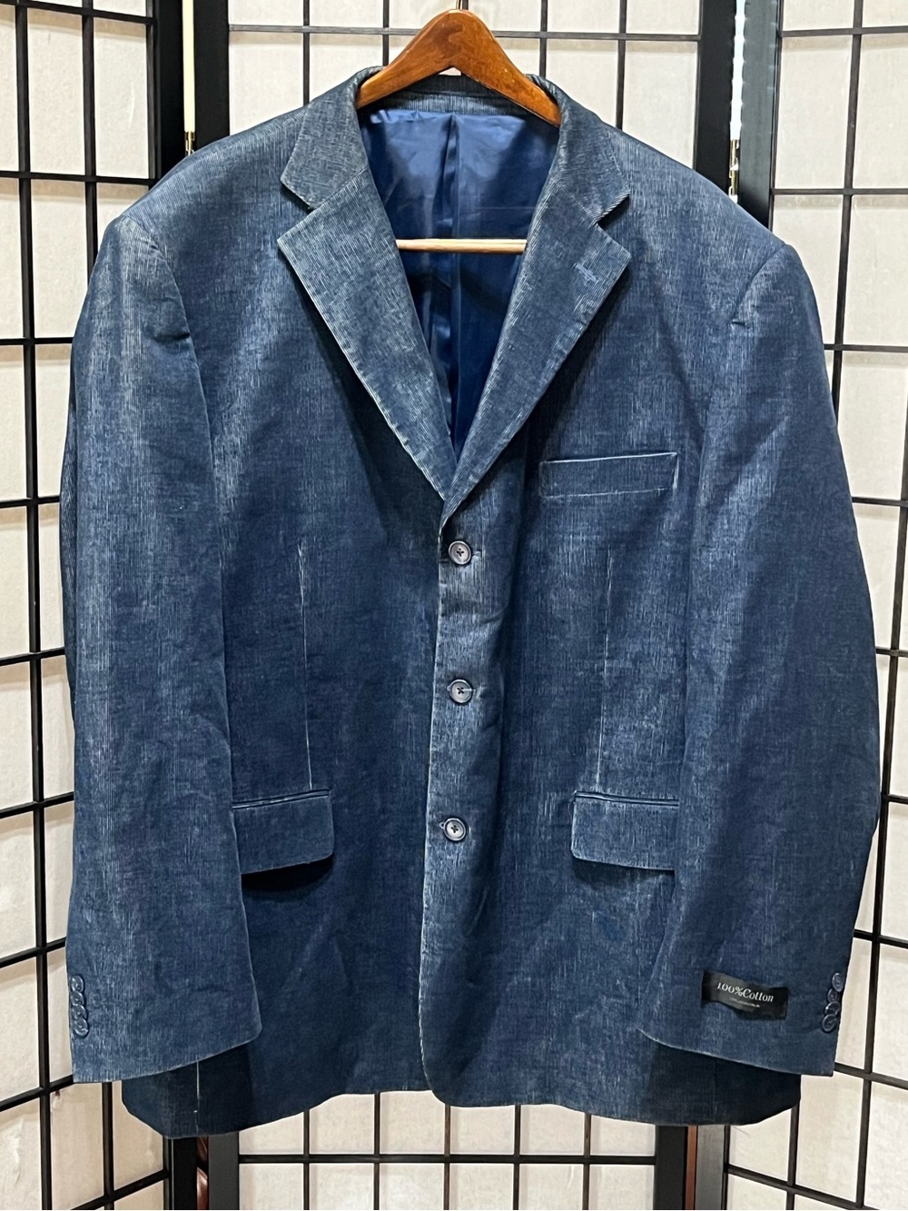 Fazzisport Men's Classic Blue Corduroy Blazer - Tailored Casual Jacket size 54R